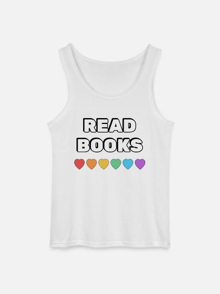 Read Books Rainbow Hearts - Gildan Men’s Tank Top - white