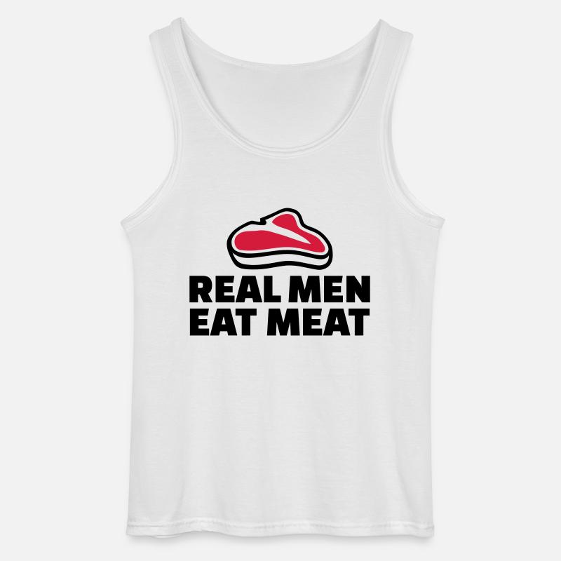Real men eat meat - Gildan tanktopp herr - vit