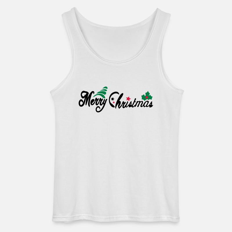 merry_christms_text_tree_holy_leaves - Gildan Männer Tank Top - Weiß