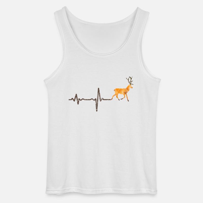 Heartbeat Hirsch farbig - Geschenk - Gildan Männer Tank Top - Weiß