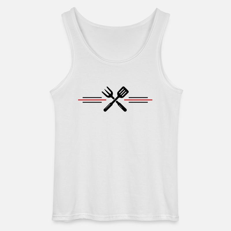 Grill Besteck Grillen Symbol - Gildan Männer Tank Top - Weiß