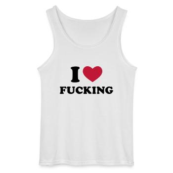 I Love Fucking - Gildan Men’s Tank Top - white - Front - AI Model Male 185 dark (185cm)