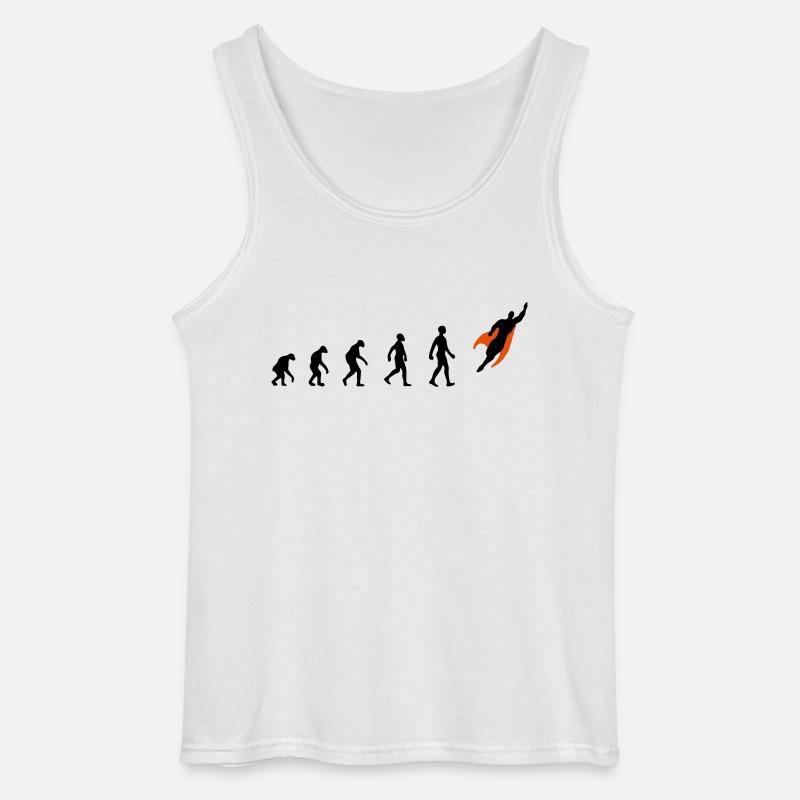 Evolution, super, held, Superhelden, darwin, - Gildan Männer Tank Top - Weiß