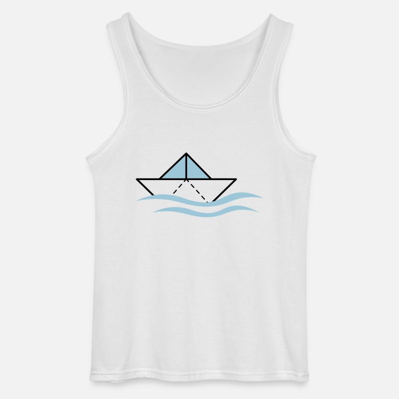 Papierschiffchen auf Wellen - Gildan Männer Tank Top - Weiß