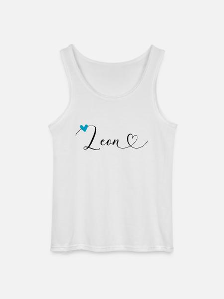 Leon Nom Prénom Calligraphie Coeur - Débardeur Gildan Homme - blanc