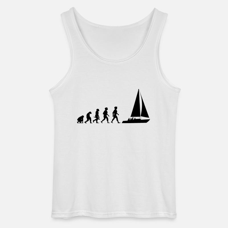 Evolution sailing sailboat sailing ship - Gildan Men’s Tank Top - white
