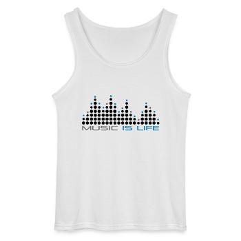 music_is_life_001 - Débardeur Gildan Homme - blanc - Devant - AI Model Male 185 dark (185cm)