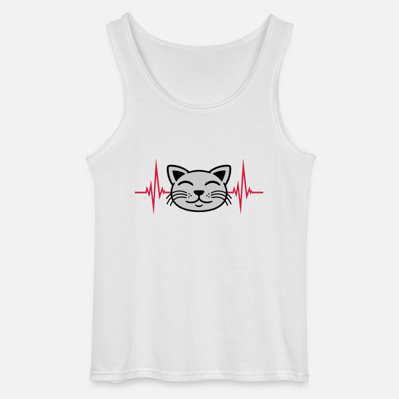 Puls Katze Gesicht glücklich - Gildan Männer Tank Top - Weiß