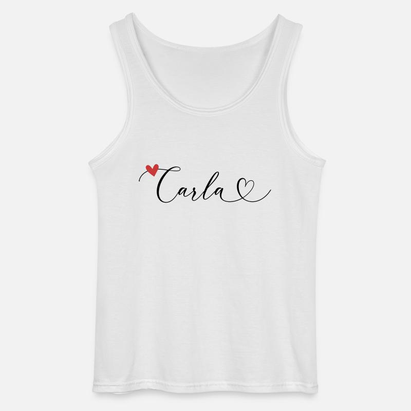 Carla Surname First name Calligraphy Heart - Gildan Men’s Tank Top - white
