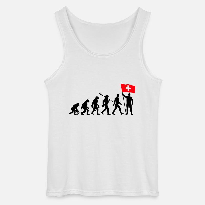 Schweiz - Evolution - Flagge - Nation - Gildan Männer Tank Top - Weiß