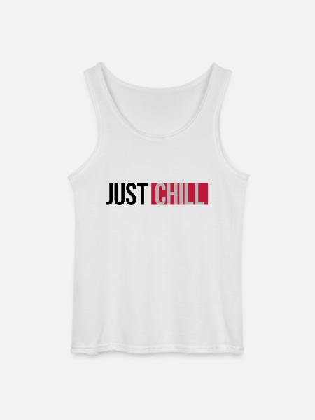 Just Chill Text Logo - Gildan Men’s Tank Top - white