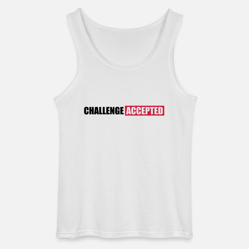 Challenge Accepted Text Design - Gildan Men’s Tank Top - white