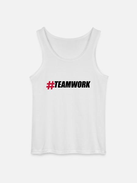 Hashtag Teamwork Logo Design Crew Friends Group B - Gildan miesten tanktoppi - valkoinen