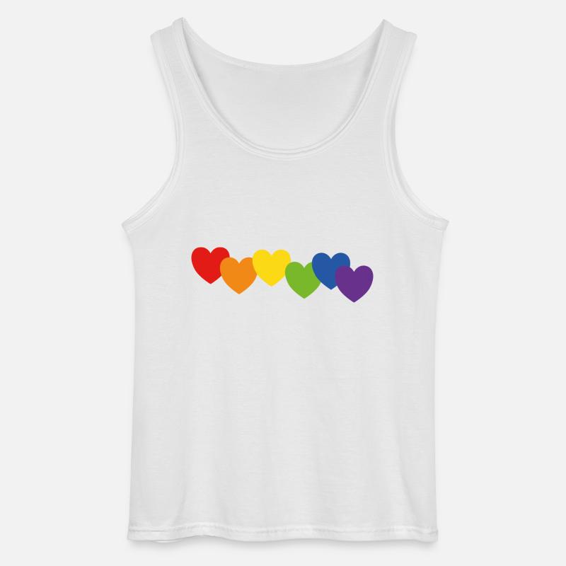 Herzen Regenbogenfarben - Gildan Männer Tank Top - Weiß