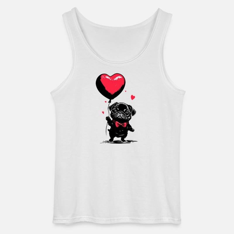 Mops mit Herz Luftballon - Heartful Creatures - Gildan Männer Tank Top - Weiß
