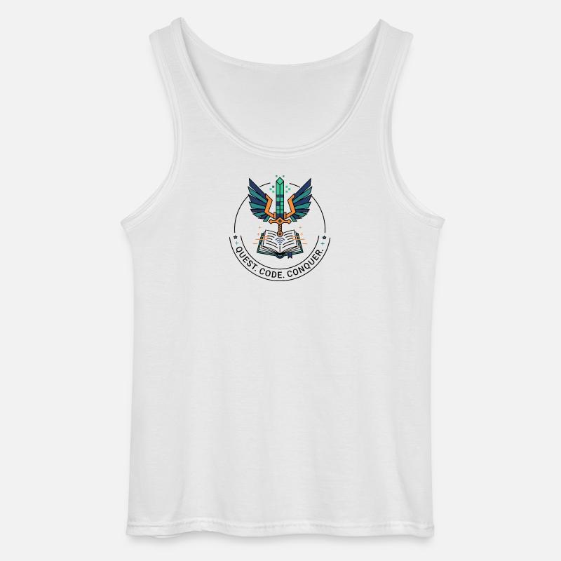 Quest. Code. Conquer Emblem - Gildan Männer Tank Top - Weiß