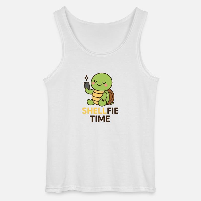 Shellfie Time – Süßes Schildkröten-Selfie - Gildan Männer Tank Top - Weiß