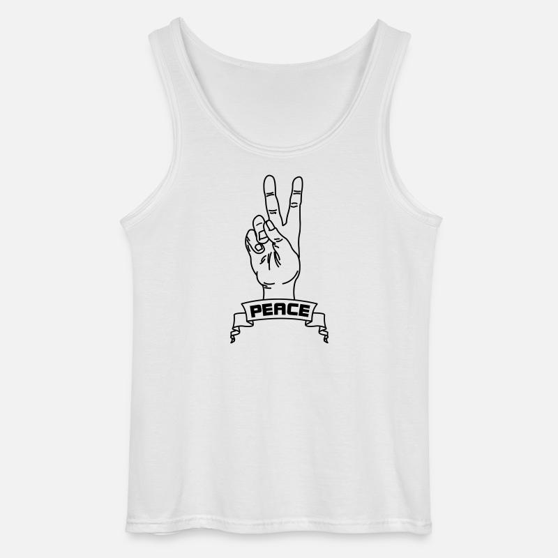 Handgesten Frieden mit Friedenstext - Gildan Männer Tank Top - Weiß