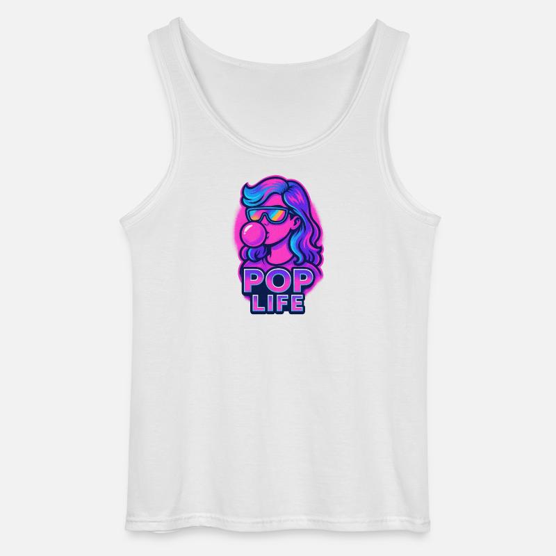Retro Neon Mädchen Bubblegum Pop Design - Gildan Männer Tank Top - Weiß