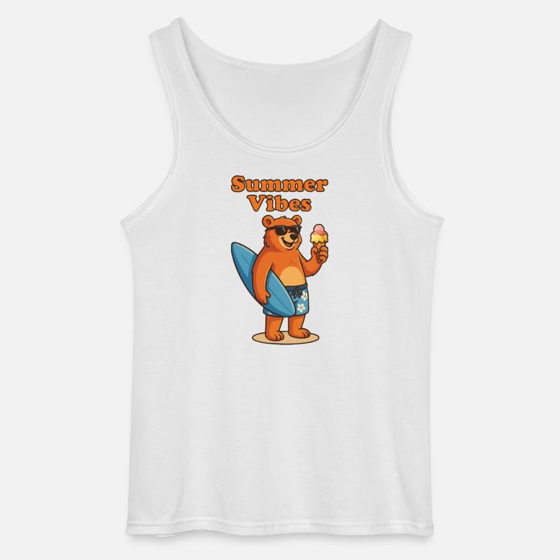 Summer Vibes Bear - Sommerbär mit Eis - Gildan Männer Tank Top - Weiß