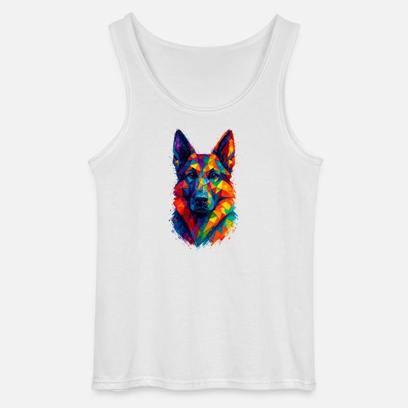 Schæferhund Geometrisk Kunst - Gildan tanktop til mænd - hvid