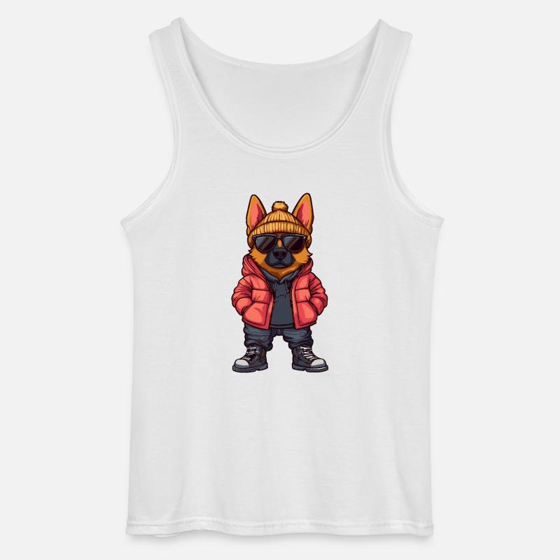 Schäferhund Cool Comic - Gildan Männer Tank Top - Weiß