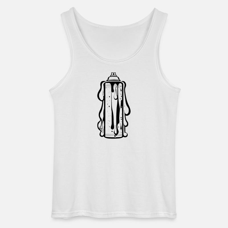 Comic Sprühdose mit Tropfen - Gildan Männer Tank Top - Weiß