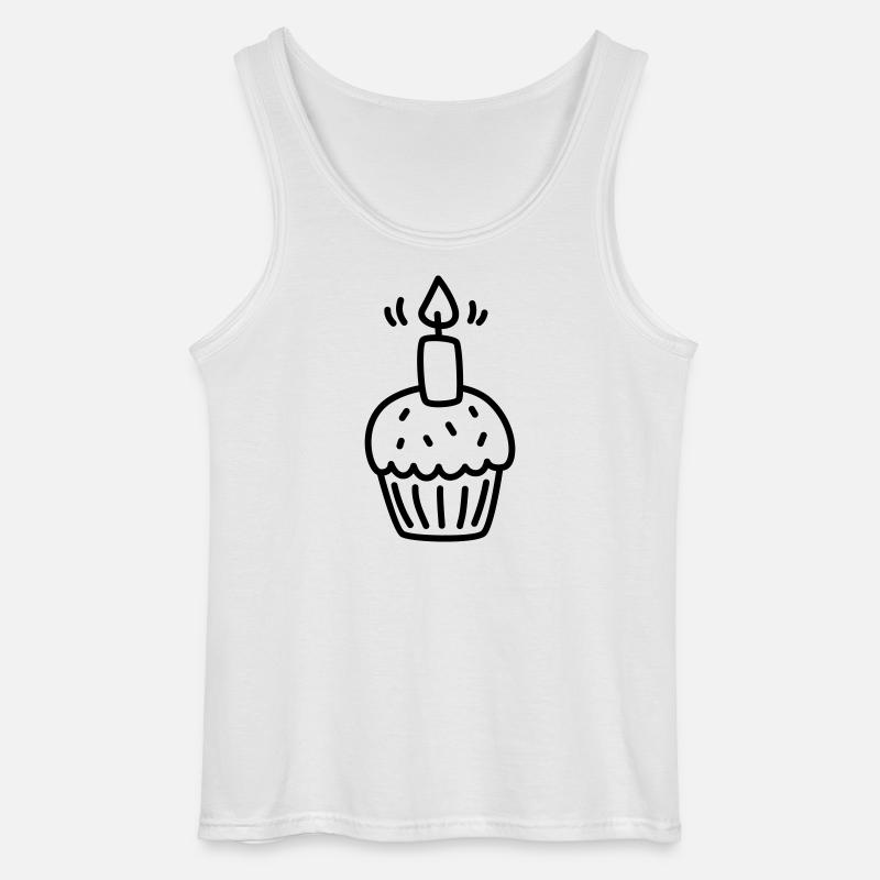 Muffins med et lys til bursdag - Gildan singlet for menn - hvit