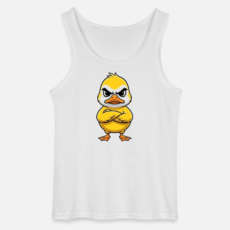 Grumpy Duck Cartoon Annoyed Grumpy Sour - Gildan Men’s Tank Top - white