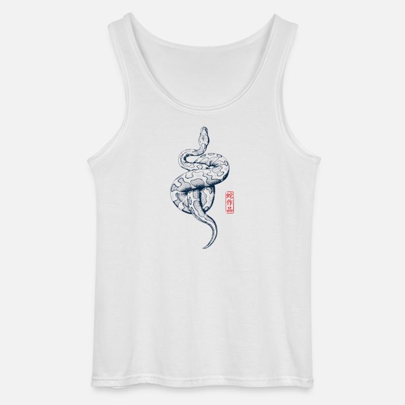 Python with Kanji Stamp - Gildan Men’s Tank Top - white