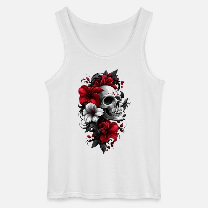 Totenkopf mit Blüten - Gildan Männer Tank Top - Weiß