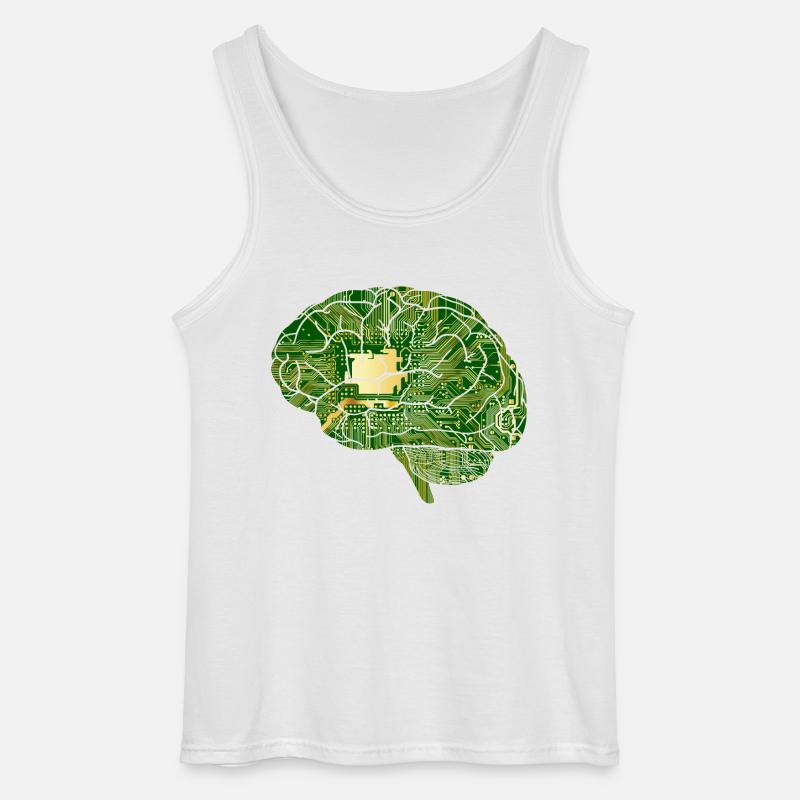 Brain Computer Chip Chip Computer - Gildan Men’s Tank Top - white