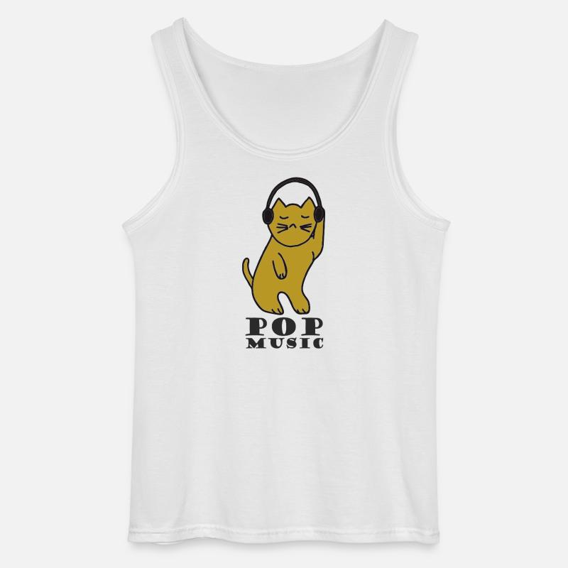Katzen DJ mit Kopfhörern - Gildan Männer Tank Top - Weiß
