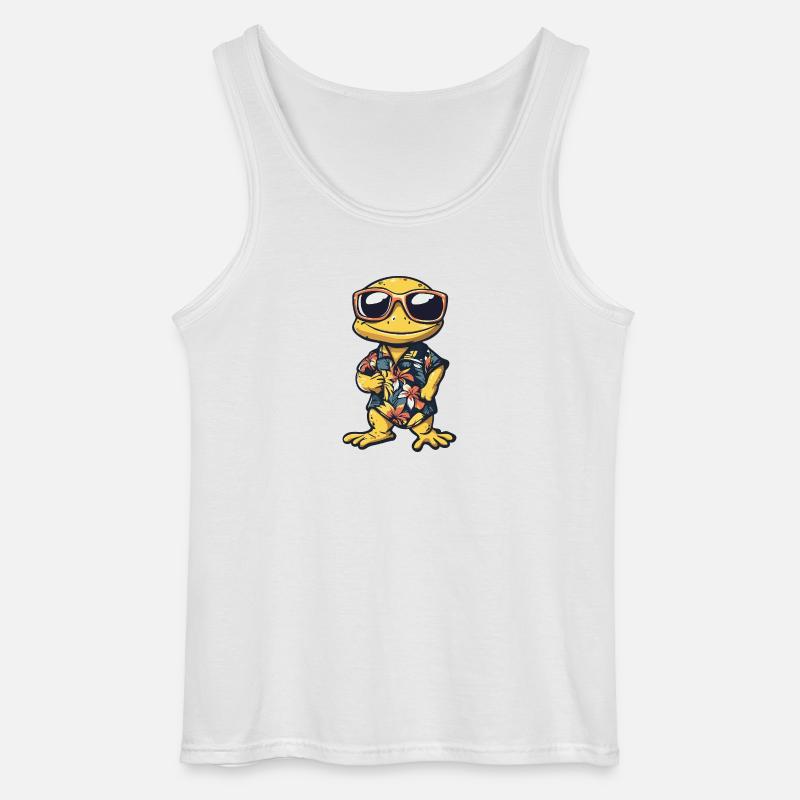 Echse Comic Urlaub - Gildan Männer Tank Top - Weiß