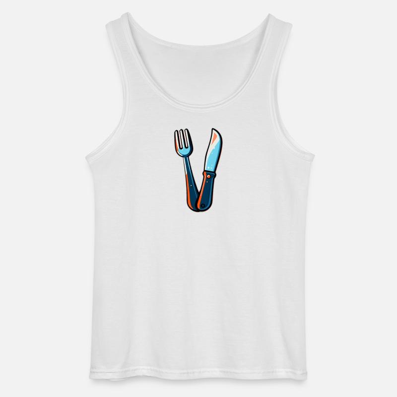 Besteck Messer Gabel bunt - Gildan Männer Tank Top - Weiß