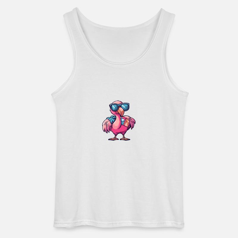 Flamingo Comic Cool Summer - Gildan Men’s Tank Top - white