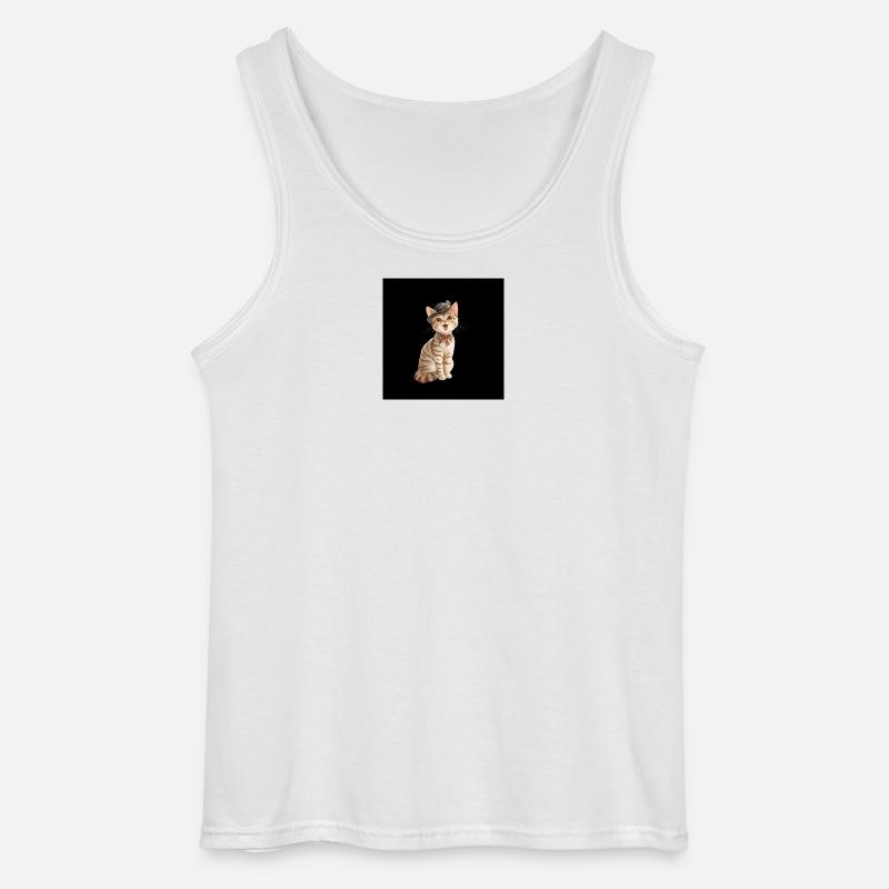 Kätzchen mit Fedora-Fliege - Gildan Männer Tank Top - Weiß