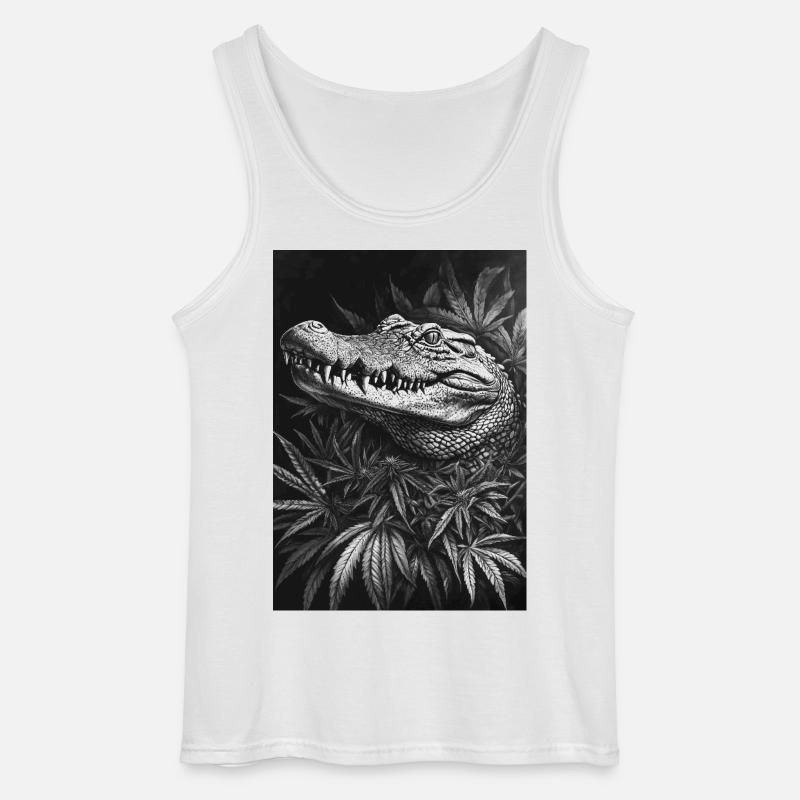Krokodille i hampbladsskoven - Gildan tanktop til mænd - hvid