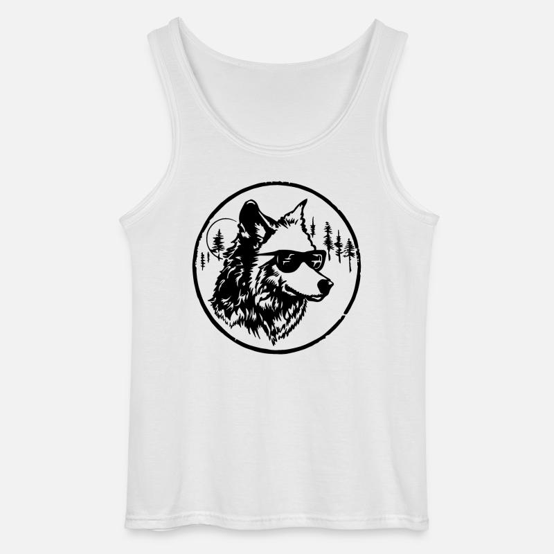 Wolf - Gildan Männer Tank Top - Weiß