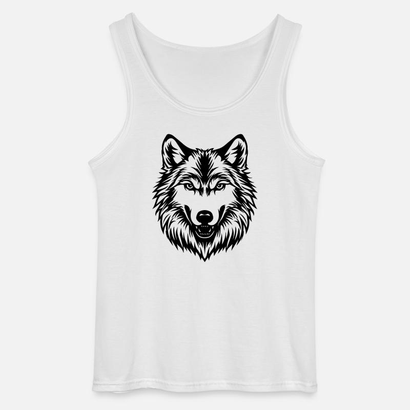 Wolf - Gildan Männer Tank Top - Weiß