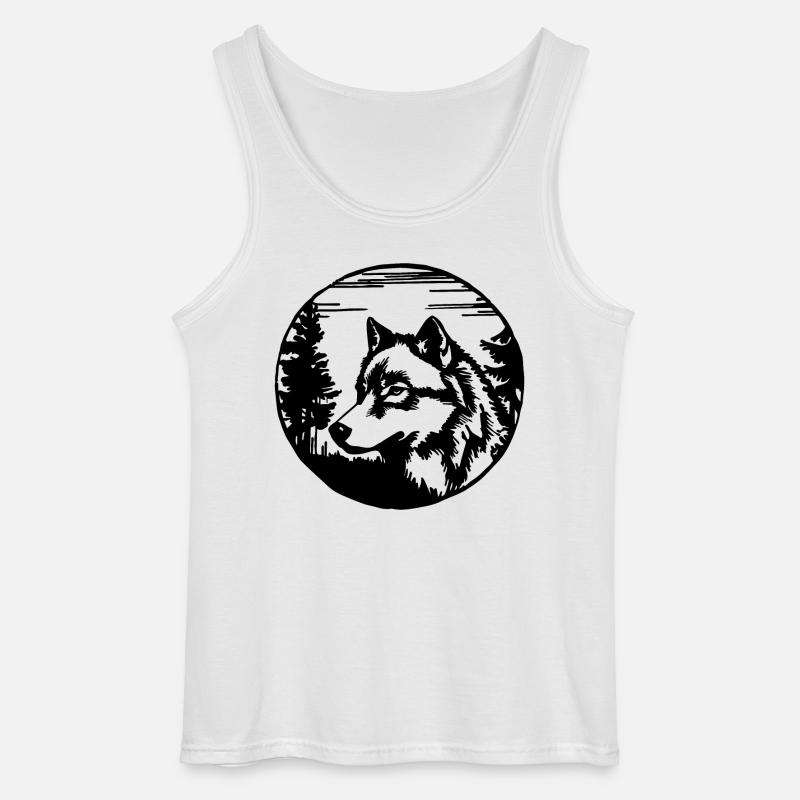 Wolf - Gildan Männer Tank Top - Weiß