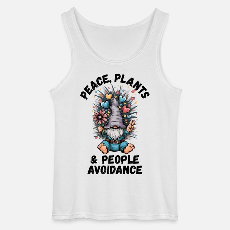 Peace, Plants and People Avoidance - Gildan Men’s Tank Top - white