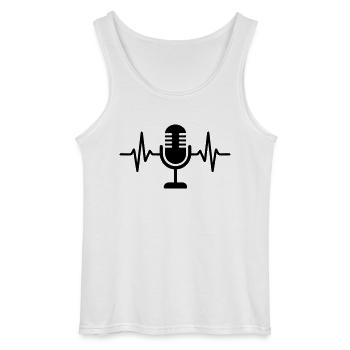 Podcast de chant au microphone en streaming - Débardeur Gildan Homme - blanc - Devant - AI Model Male 185 dark (185cm)