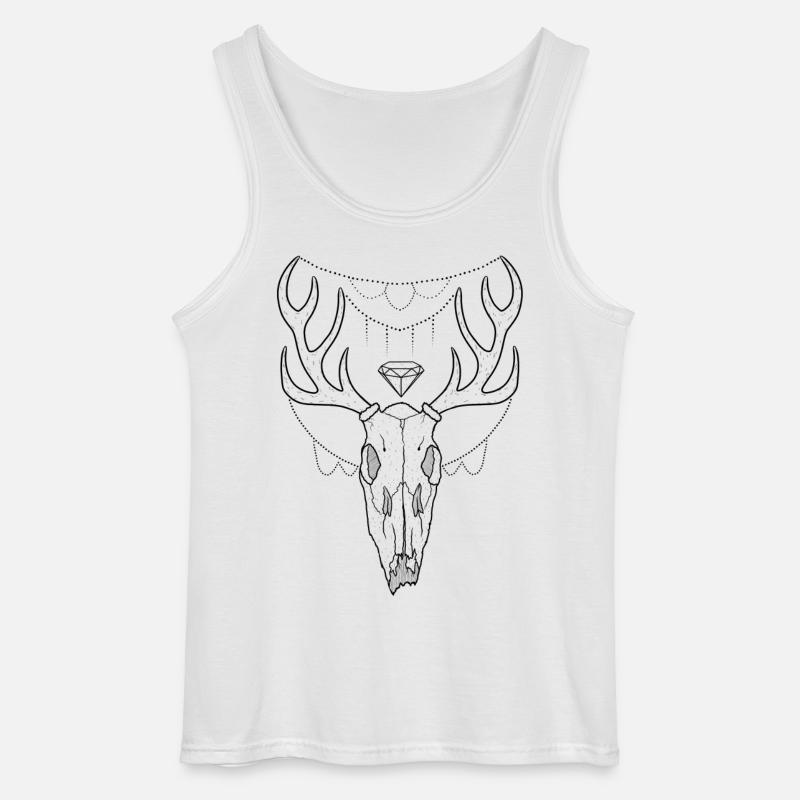 Hirschgeweih Schädel Lineart-Design - Gildan Männer Tank Top - Weiß