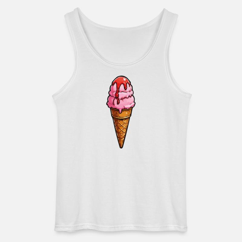 Cartoon Eiscreme Rosa Kugeln Sirup - Gildan Männer Tank Top - Weiß