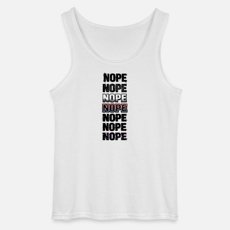 Nope Neon Glitch Text Stack - Gildan Men’s Tank Top - white