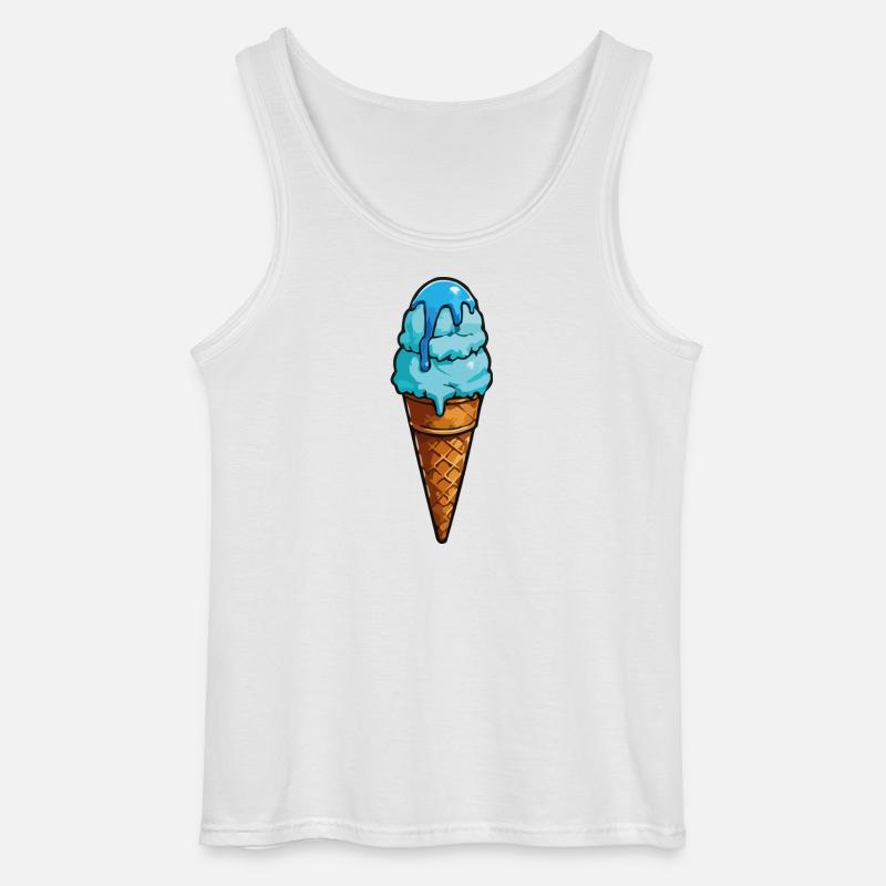 Blaues Eiscreme Cartoon Eiswaffel - Gildan Männer Tank Top - Weiß
