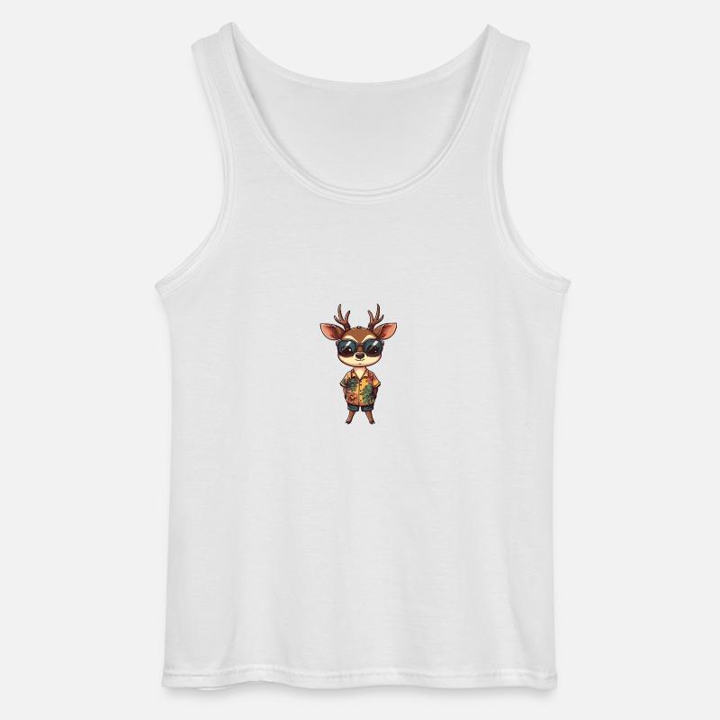 Hirsch Comic Cool Sommer - Gildan Männer Tank Top - Weiß