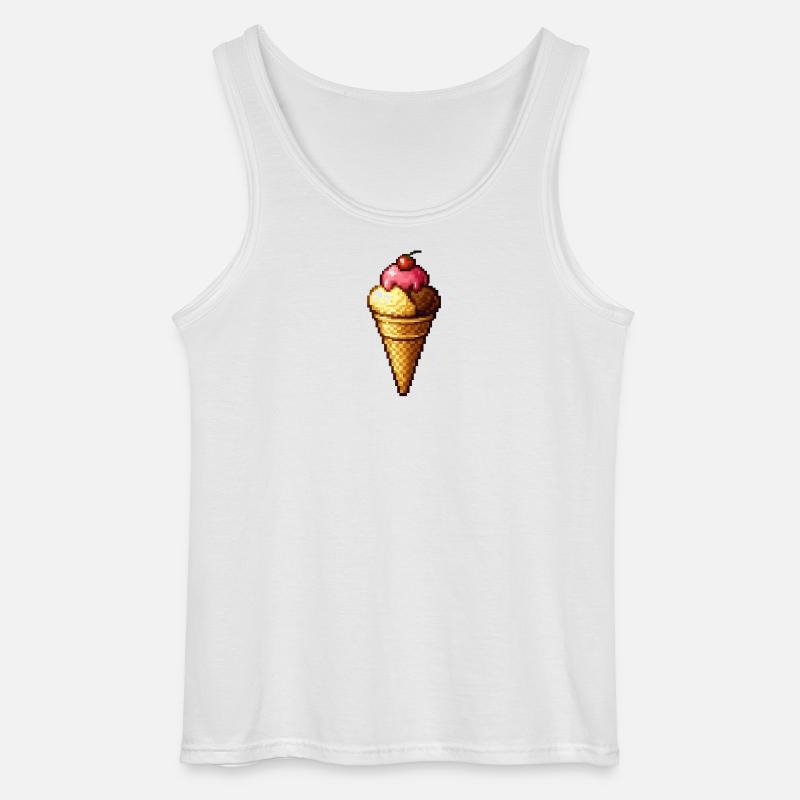 Retro Pixel Eiscreme Cone - Gildan Men’s Tank Top - white