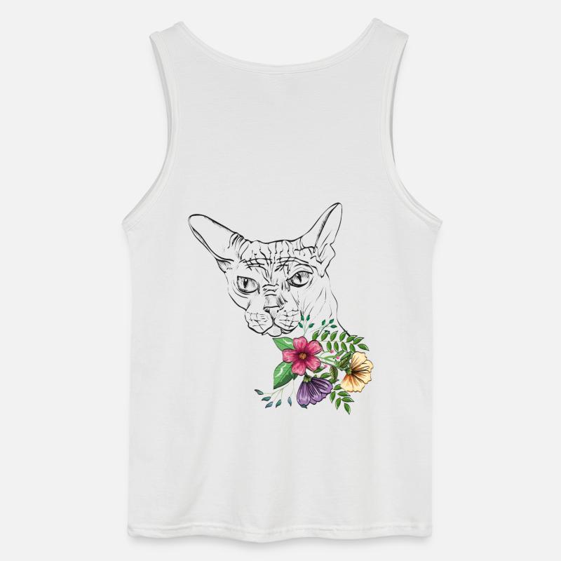 Katze mit Blumen - Gildan Männer Tank Top - Weiß
